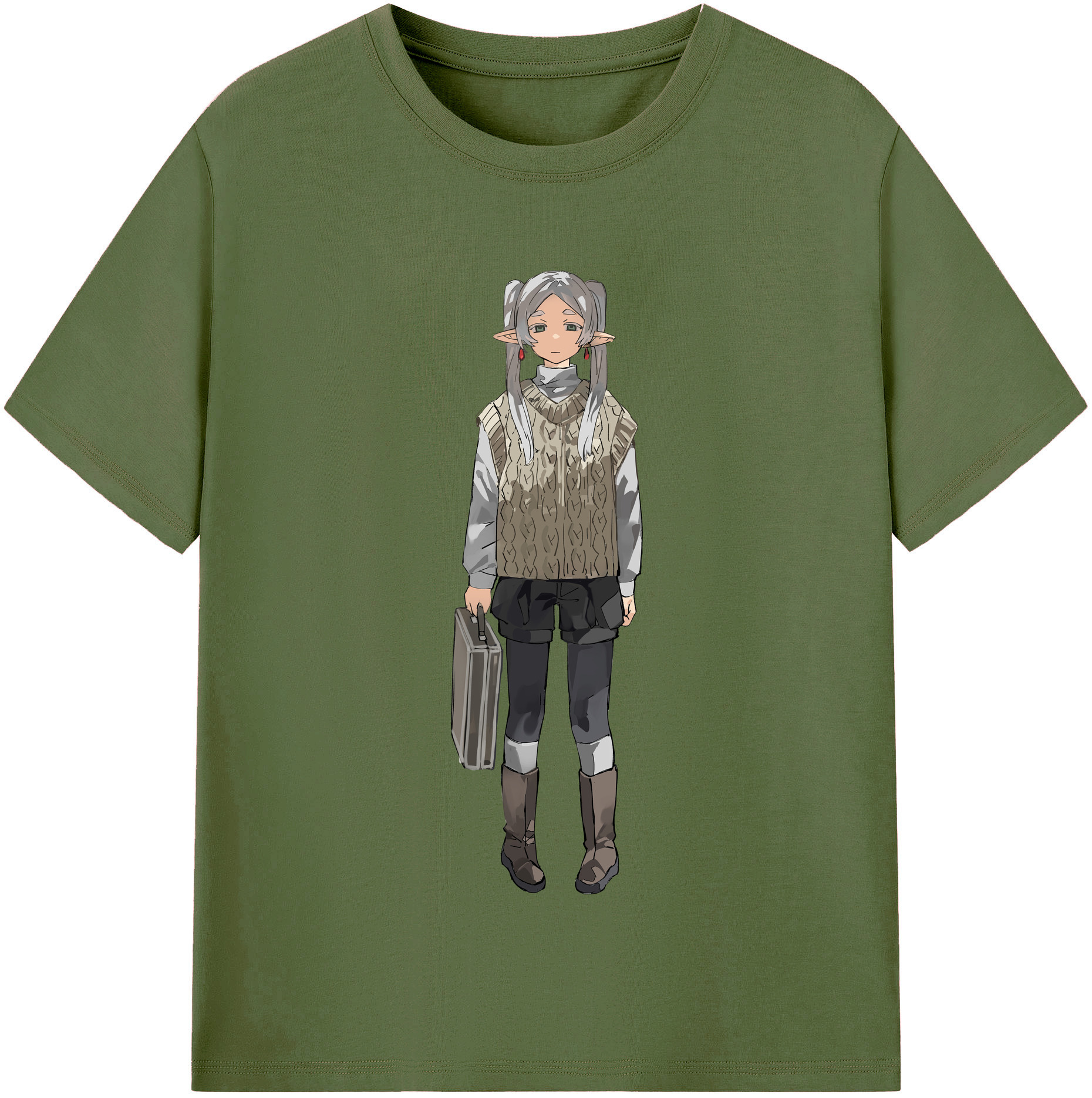 （画像用） 葬送のフリーレン Frieren 綿100％半袖Tシャツ（フロントプリント）